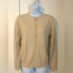 Tail women’s beige zip up cardigan sweater size Small